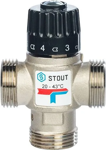Трехходовой термостатический смесительный клапан 1&quot; +20...+43°С Kvs 1.6 Stout SVM-0020-164325