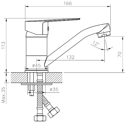 Смеситель для раковины Rossinka хром S35-22