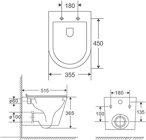 Унитаз подвесной безободковый Terminus Классик S белый 02SW51x35W