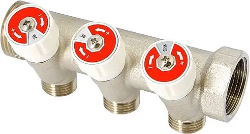 Коллектор регулирующий проходной 3 отвода 1&quot;в/н x ½&quot;к Uni-fitt 404N4230