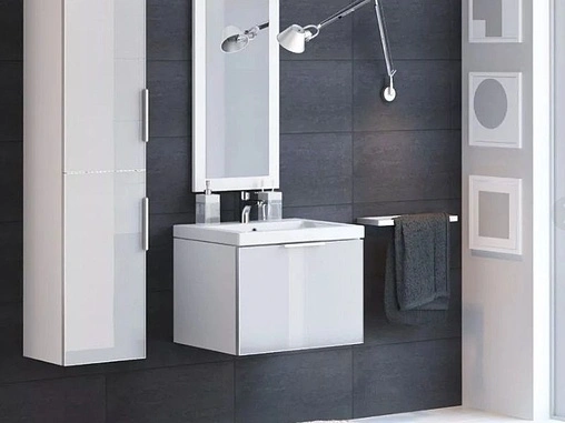 Тумба-умывальник подвесная Cersanit Stillo 60 серый хром/белый P-SZ-STL-CM/COL/AM/ZU60+