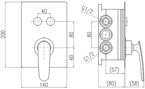 Смеситель для ванны скрытого монтажа Rav Slezak Tigris хром TG186BOX