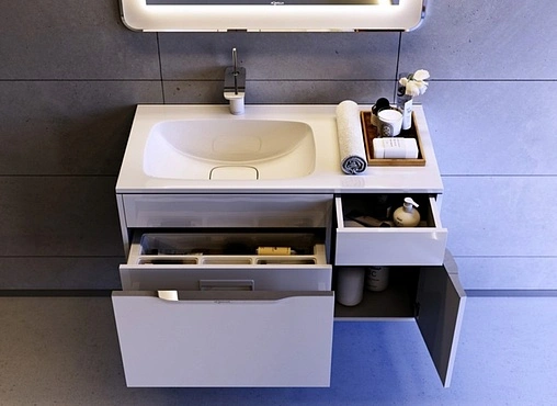 Тумба-умывальник подвесная Aqwella Malaga 100 белый Mal.01.09/L+Mal.09.04.D-L