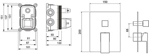 Смеситель для ванны скрытого монтажа Aquatek Либра чёрный матовый AQ1647MB