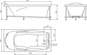 Ванна акриловая BellRado Кристи 170x80 BR7011017-00, 4
