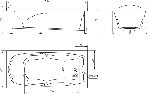 Ванна акриловая BellRado Кристи 170x80 BR7011017-00