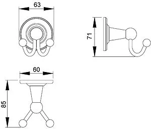 Крючок двойной Timo Nelson хром 150012/00 Крючок двойной Timo Nelson хром 150012/00, 2