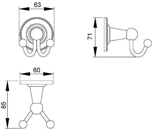 Крючок двойной Timo Nelson хром 150012/00