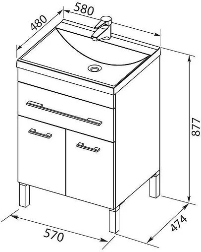 Тумба-умывальник напольная Aquanet Верона 60 капучино 00304534+00281220