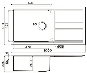 Мойка кухонная Omoikiri Kitagawa 100-GB графит 4993786 Мойка кухонная Omoikiri Kitagawa 100-GB графит 4993786, 2