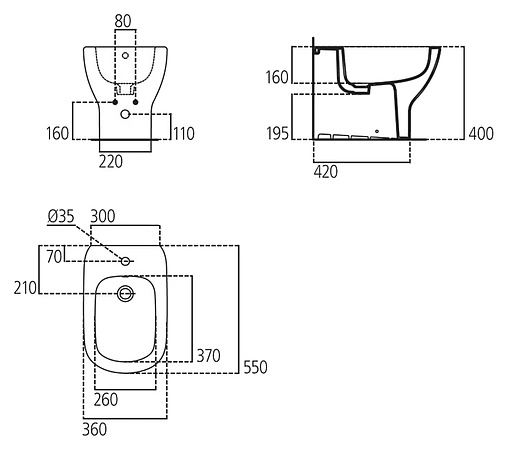 Биде напольное Ideal Standard Tesi белый T354001