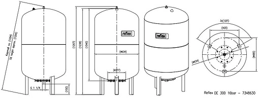 Гидроаккумулятор Reflex DE 300л 16 бар 7348630