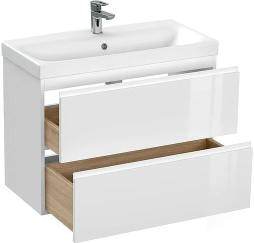 Тумба-умывальник подвесная Cersanit Moduo Slim 80 белый 64126+S-UM-MOD80SL/1