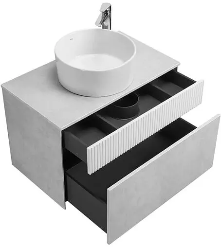 Тумба-умывальник подвесная Aquaton Марбл 80 слэйт/белый матовый 1A2762K2MH4C0