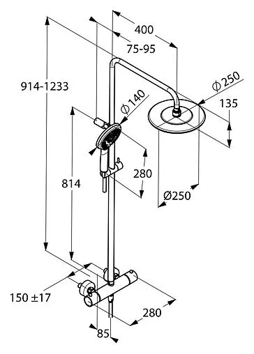 Душевая система с термостатом для душа Kludi Freshline хром 6709205-00 Душевая система с термостатом для душа Kludi Freshline хром 6709205-00