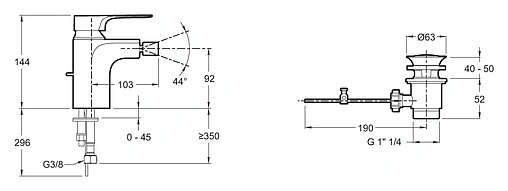 Смеситель для биде Jacob Delafon Aleo+ хром E72316-CP Смеситель для биде Jacob Delafon Aleo+ хром E72316-CP