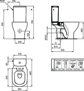 Унитаз-компакт безободковый Ideal Standard Tesi AquaBlade Silk white белый матовый T0087V1+T3568V1 Унитаз-компакт безободковый Ideal Standard Tesi AquaBlade Silk white белый матовый T0087V1+T3568V1, 2