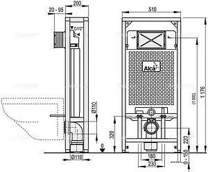 Инсталляция для подвесного унитаза AlcaPlast Solomodul A116/1200, 2