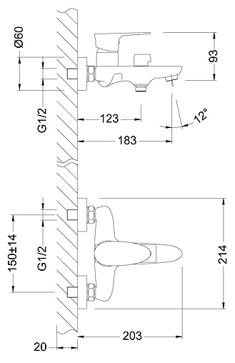Смеситель для ванны Lemark Nero хром LM0214C
