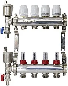 Группа коллекторная с расходомерами 4 отвода 1&quot;в/в x ¾&quot;ек Zota GR4932008004, 1