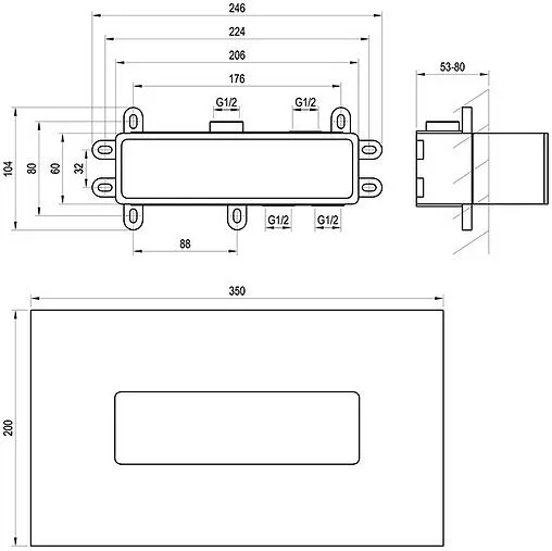 Скрытая часть смесителя для ванны Ravak R-box Horizontal RB 07D.50 X070233 Скрытая часть смесителя для ванны Ravak R-box Horizontal RB 07D.50 X070233