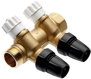 Коллектор push-fit регулирующий проходной 2 отвода ¾"в/н x 16мм TECElogo 8730008 Коллектор push-fit регулирующий проходной 2 отвода ¾"в/н x 16мм TECElogo 8730008, 1