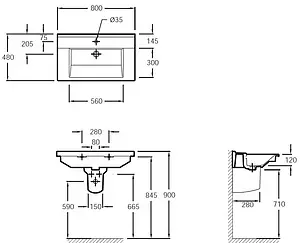Раковина Jacob Delafon Struktura 80 белый EXH112-00 Раковина Jacob Delafon Struktura 80 белый EXH112-00, 2