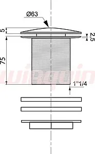 Выпуск автоматический для раковины без перелива Wirquin хром 32140001 Выпуск автоматический для раковины без перелива Wirquin хром 32140001, 2