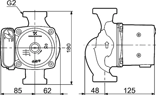 Насос циркуляционный Grundfos UPS 32-80 180 95906443