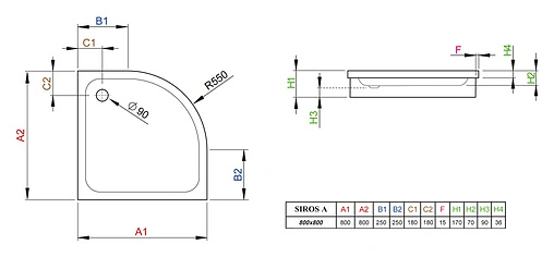 Поддон для душа Radaway Siros A800 SBA8817-1