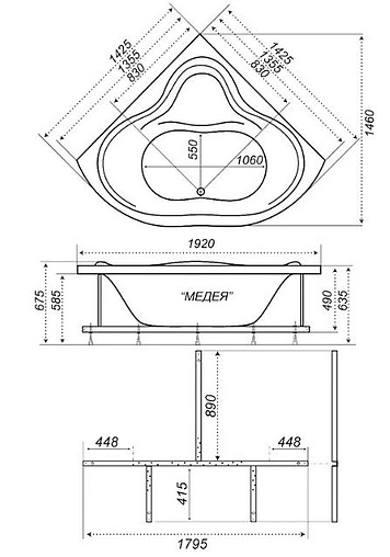 Ванна акриловая Triton Медея 142.5x142.5 Н0000000202