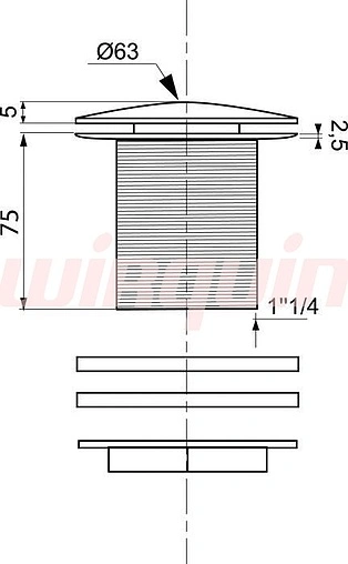Выпуск автоматический для раковины без перелива Wirquin хром 32140001 Выпуск автоматический для раковины без перелива Wirquin хром 32140001