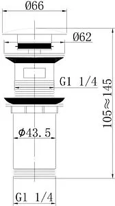Выпуск автоматический для раковины с переливом Abber BEQUEM хром AF0010 Выпуск автоматический для раковины с переливом Abber BEQUEM хром AF0010, 2