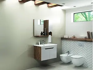 Тумба-умывальник подвесная ISVEA Onda 80 белый/орех 24ONS001080I Тумба-умывальник подвесная ISVEA Onda 80 белый/орех 24ONS001080I, 4