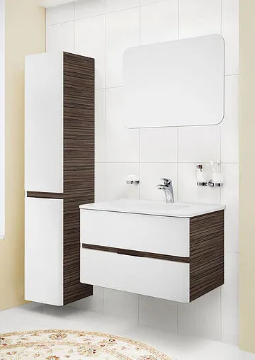 Шкаф-пенал подвесной с бельевой корзиной Am.Pm Bliss D 34 L белый глянец/венге M55CHL0341WG Шкаф-пенал подвесной с бельевой корзиной Am.Pm Bliss D 34 L белый глянец/венге M55CHL0341WG