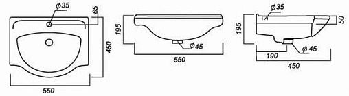 Раковина Sanita Реал 56 белый WB.FN/Real/56-C/WHT.G/S1