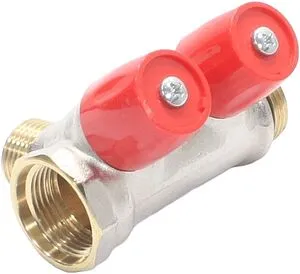 Коллектор регулирующий проходной 2 отвода красный ¾"в/н x ½"н General Fittings 6200E7N0504R2A, 5