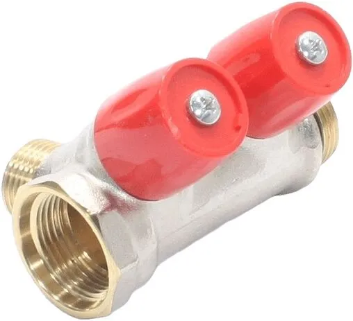 Коллектор регулирующий проходной 2 отвода красный ¾"в/н x ½"н General Fittings 6200E7N0504R2A