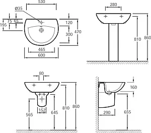 Раковина Jacob Delafon Patio 60 белый E4159NG-00 Раковина Jacob Delafon Patio 60 белый E4159NG-00, 2