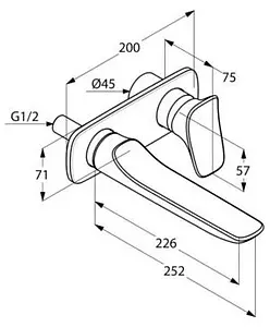 Смеситель для раковины из стены Kludi Ambienta хром 532450575 Смеситель для раковины из стены Kludi Ambienta хром 532450575, 2