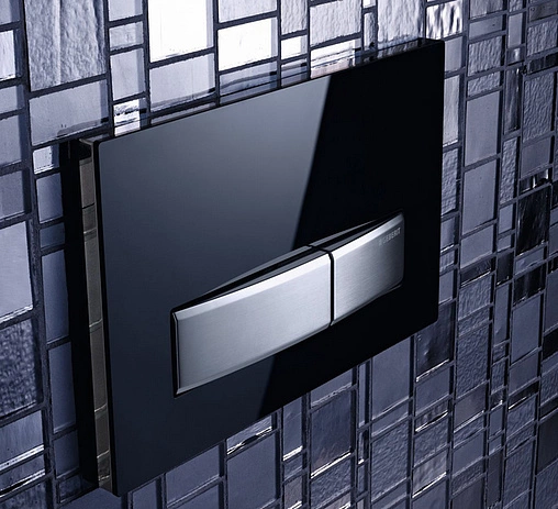 Клавиша смыва для унитаза Geberit Sigma 50 115.788.DW.5 кнопки/нерж. сталь, рамка/черный глянцевый