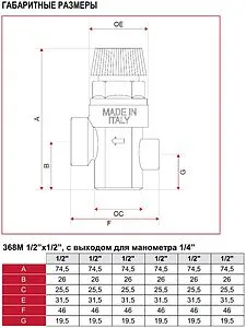 Клапан предохранительный ½" 6 бар Itap 368001260M Клапан предохранительный ½" 6 бар Itap 368001260M, 2
