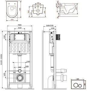 Комплект 6 в 1 Am.Pm Like Aquaspin IS49038.801900 с кнопкой черный матовый, 2