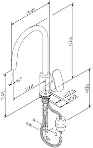 Смеситель для кухни с выдвижным изливом Am.Pm Like хром F8012000 Смеситель для кухни с выдвижным изливом Am.Pm Like хром F8012000, 2