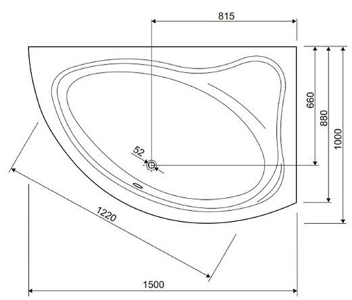 Ванна акриловая Cezares Tebe-R 150x100