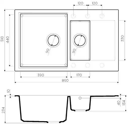 Мойка кухонная Omoikiri Daisen 86-2-GR leningrad grey 4993475