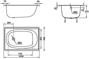 Ванна стальная BLB Europa 105x70 белый B15E Ванна стальная BLB Europa 105x70 белый B15E, 2