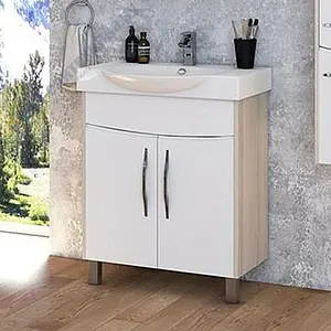 Тумба-умывальник напольная Aquaton Инфинити 65 H белый/ясень коимбра 1A1972K1IFSC0, 3