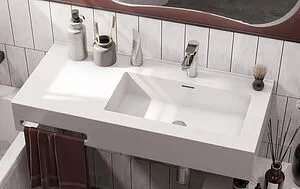 Раковина Aquaton Квадро Про 100 R с полотенцедержателем белый 1A733231QA01R, 5