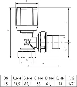 Вентиль регулирующий угловой ½" в/н Uni-Fitt 155N2000 Вентиль регулирующий угловой ½" в/н Uni-Fitt 155N2000, 2